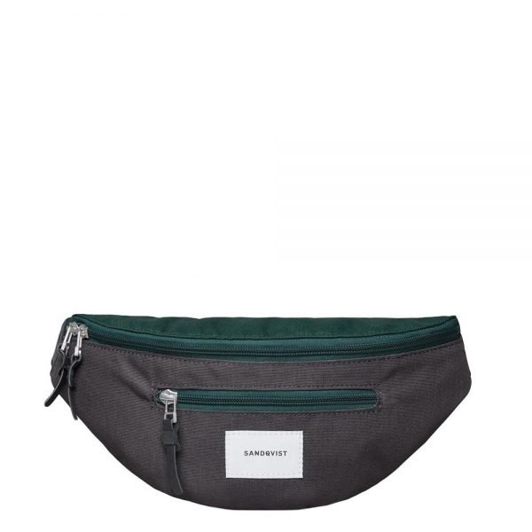 Sandqvist Aste Bum Bag multi deep green / dark grey with black leatherHeuptas
