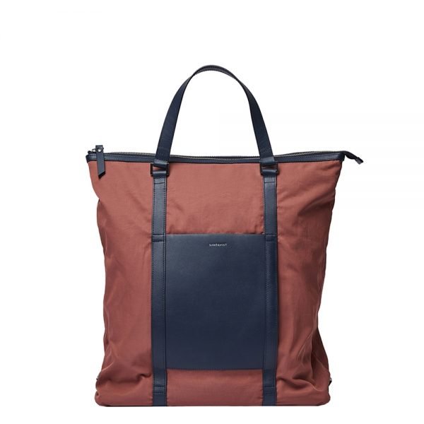 Sandqvist Marta Backpack maroon with navy leather backpack