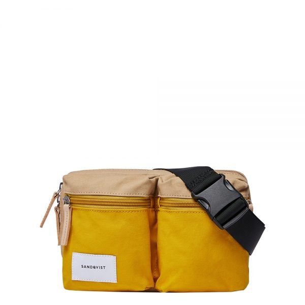 Sandqvist Paul Bum Bag multi yellow / beige with natural leatherHeuptas