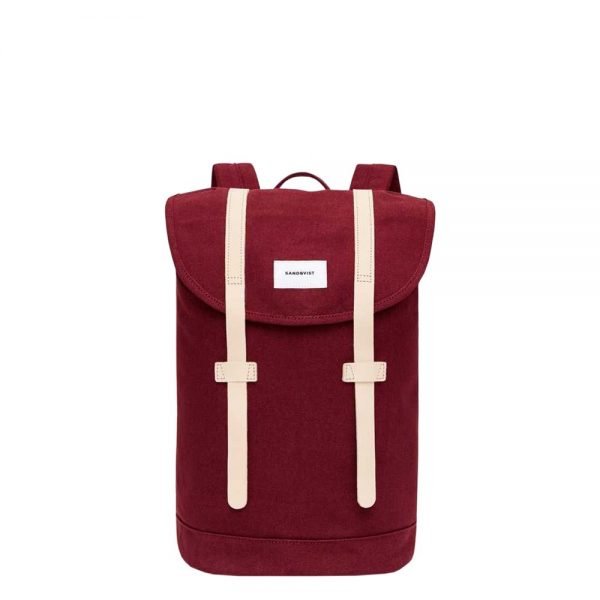Sandqvist Stig Backpack burgundy with natural leather backpack