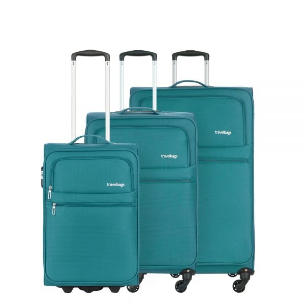 Travelbags Lissabon Kofferset - 3 delig - 55 cm 2 wiel + 67 cm 4 wiel + 77 cm 4 wiel - jade