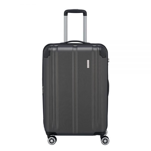 Travelite City 4 Wiel Trolley M Expandable antraciet Harde Koffer