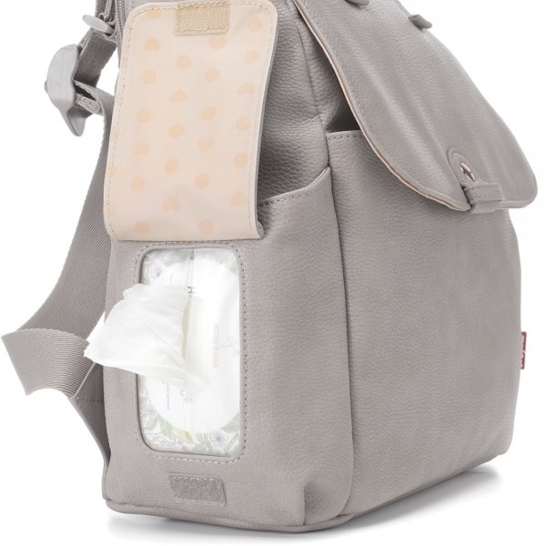 Babymel Robyn Convertible Backpack faux leather pale grey Luiertas
