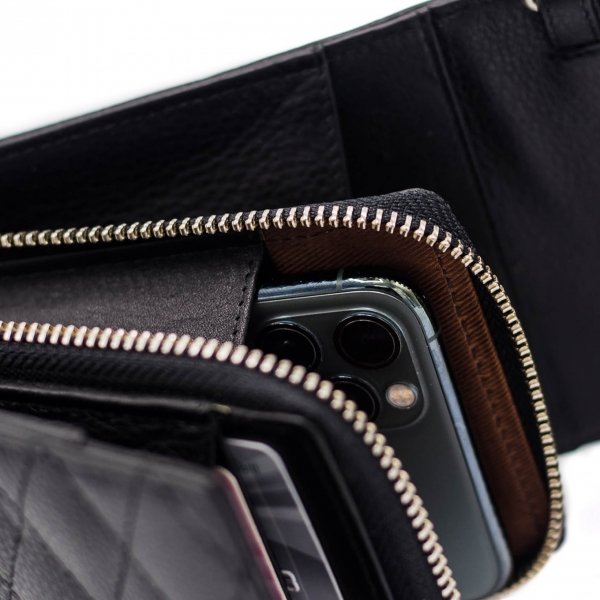 MOSZ Phone Bag Quilted black Damestas van Leer