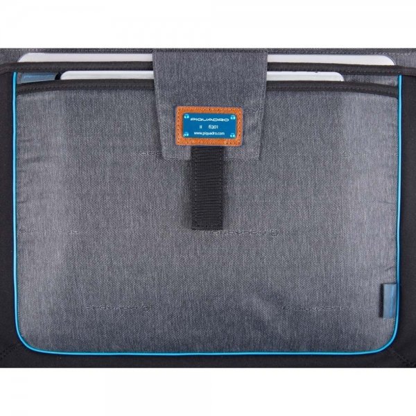 Piquadro Blue Square Expandable Computer Briefcase with iPad 10.5" black