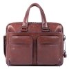 Piquadro Blue Square Expandable Computer Briefcase with iPad 10.5" dark brown