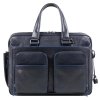 Piquadro Blue Square Expandable Computer Briefcase with iPad 10.5" night blue