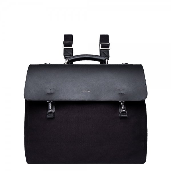 Sandqvist Jones Backpack black with black leather backpack