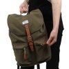 Sandqvist Roald Backpack olive with cognac brown backpack van Polyester
