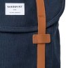 Sandqvist Stig Large Backpack blue with cognac brown leather backpack