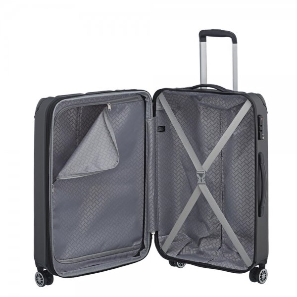 Travelite City 4 Wiel Trolley M Expandable antraciet Harde Koffer