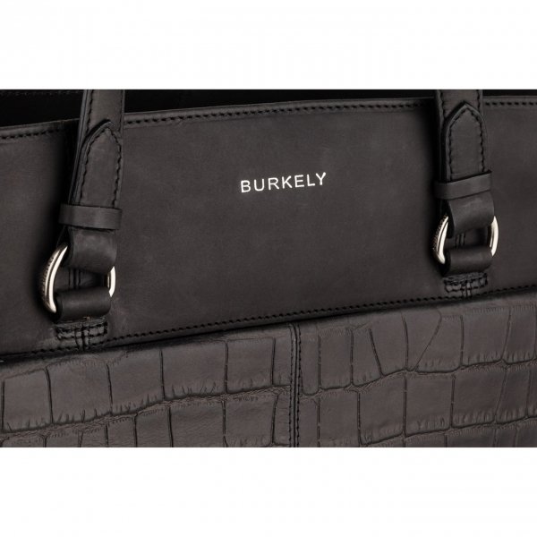 Burkely Croco Caia Handbag M 13.3&apos;&apos; black van Leer