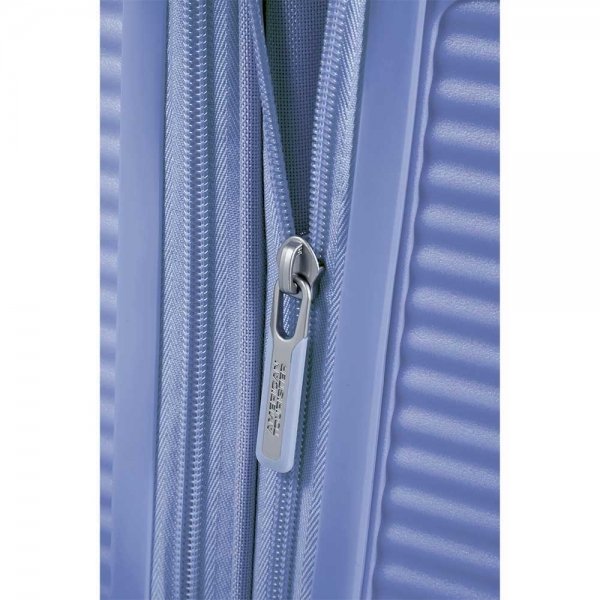 American Tourister Soundbox Spinner 55 Expandable denim blue Harde Koffer van Polypropyleen