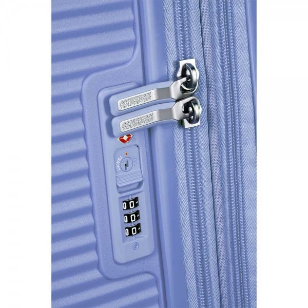 American Tourister Soundbox Spinner 55 Expandable denim blue Harde Koffer