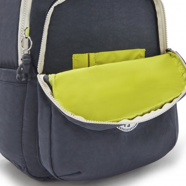 Kipling Seoul Rugzak grey slate block backpack van Nylon