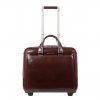 Piquadro Black Square Briefcase with wheels 2 compartments brown Pilotenkoffer