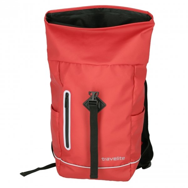 Travelite Basics Roll-Up Backpack red Rugzak van Polyester