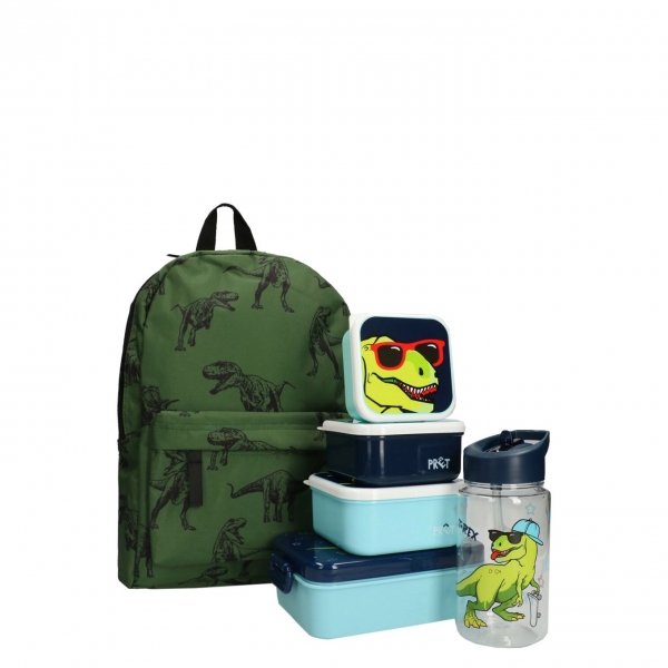Kidzroom Dino Rugzak met Lunchbox/Drinkbeker/Snackbox groen Kindertas