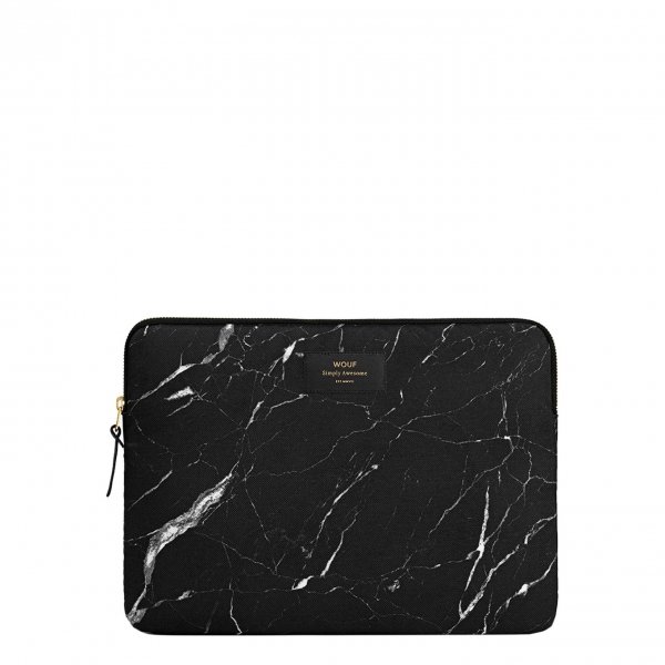 Wouf Black Marble Laptophoes 13" black Laptopsleeve