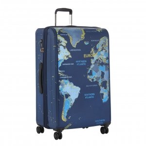CarryOn World Map 4 Wiel Trolley 79 blue Harde Koffer