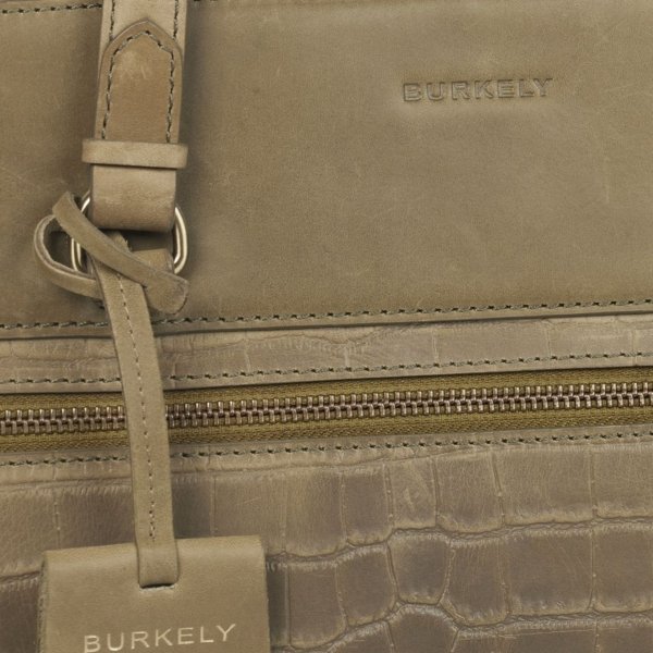 Burkely Croco Cassy Workbag 15.6&apos;&apos; golden green van Leer