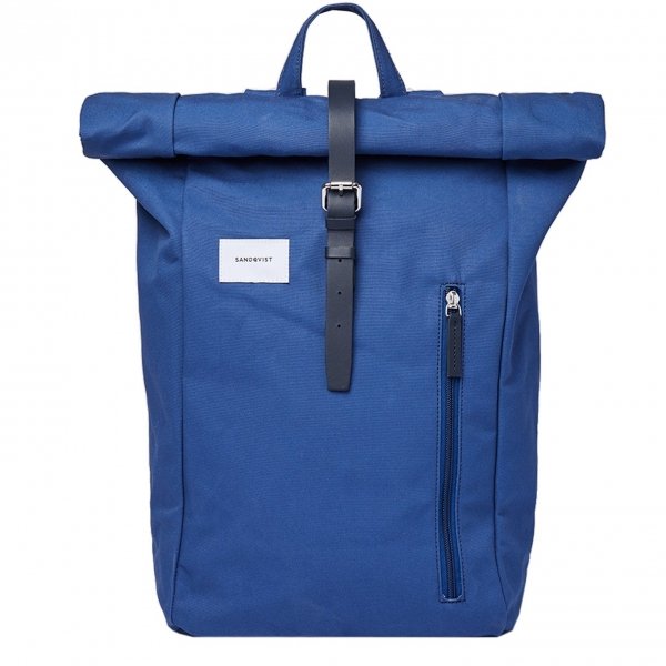Sandqvist Dante Backpack blue with blue leather backpack