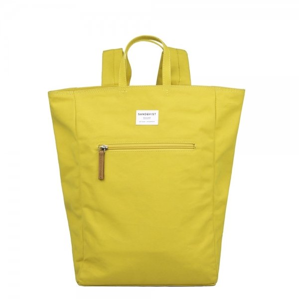 Sandqvist Tony Backpack yellow with natural leather backpack
