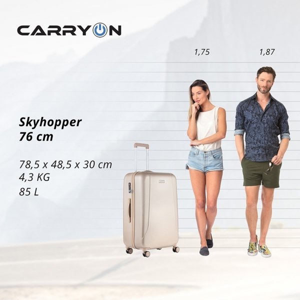 CarryOn Skyhopper 55 + 78 Set champagne Harde Koffer