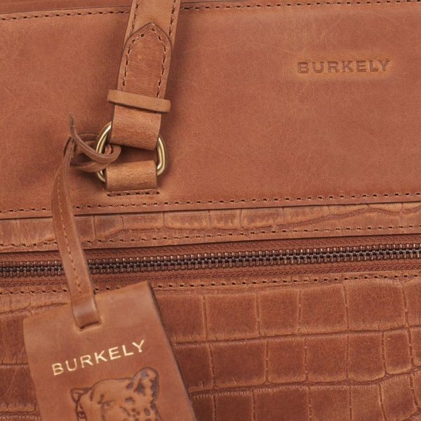 Burkely Croco Cassy Workbag 15.6&apos;&apos; cognac van Leer