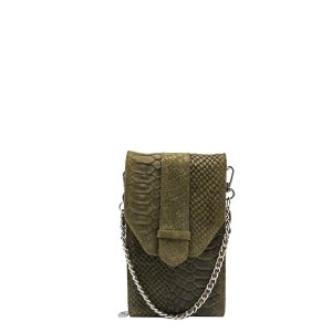 MOSZ Phone Bag Large Suede Snake green/brushed silver Damestas