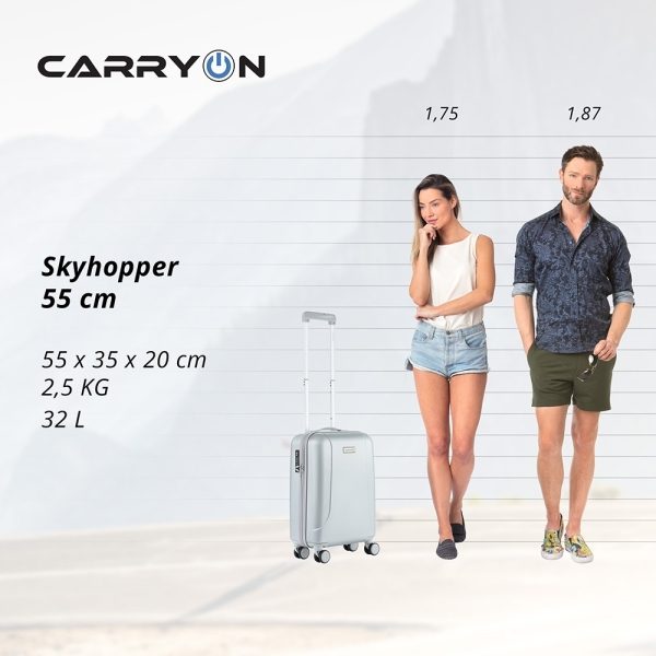 CarryOn Skyhopper 4-Delige Kofferset S/S/M/L silver Harde Koffer