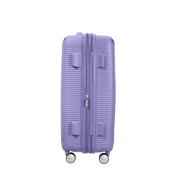 American Tourister Soundbox Spinner 77 Expandable lavender Harde Koffer van Polypropyleen
