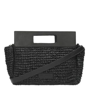 Shabbies Amsterdam Handbag Paper Raffia Fabric M II black Damestas