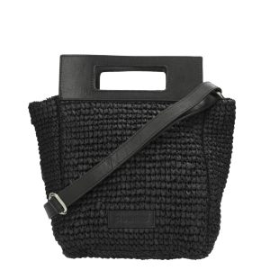 Shabbies Amsterdam Handbag Paper Raffia Fabric M black Damestas